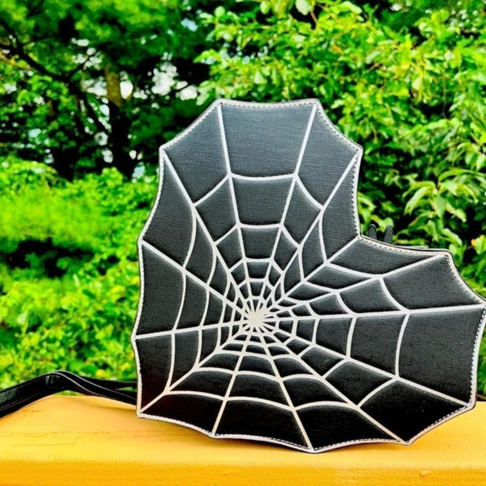 Mad Engine Spiderweb Heart Backpack Black Gothic Halloween NWT
